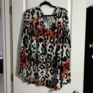 Sew In Love Multicolor Leopard V-Neck Blouse